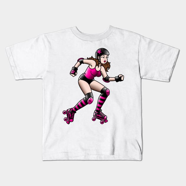 Roller Derby Jammer Kids T-Shirt by OldSalt